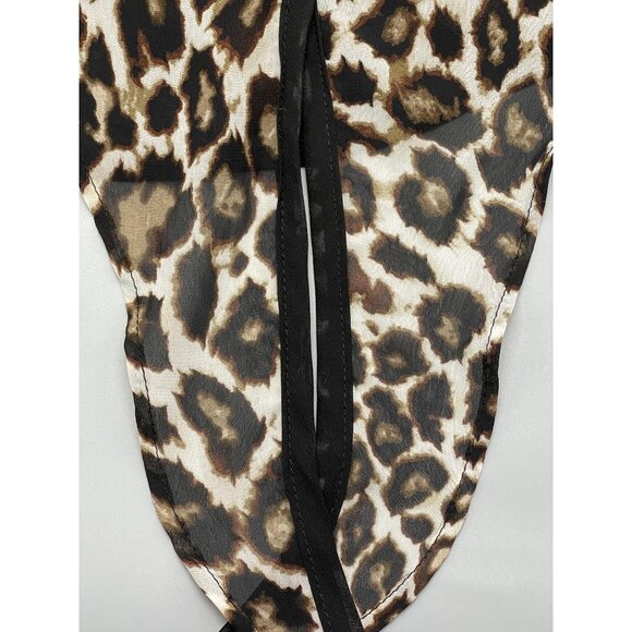 rue 21 short sleeve shirt animal print sheer button down tie waist small READ - Picture 7 of 9